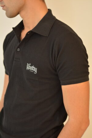 Black Waffle Net Polo – Midnight Mesh