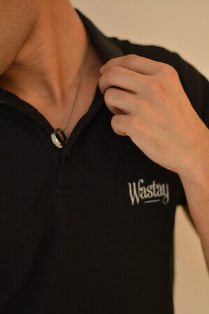 Black Waffle Net Polo – Midnight Mesh
