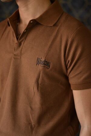 Brown Waffle Net Polo – Cocoa Grid